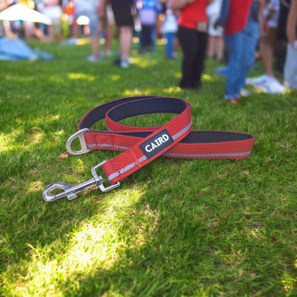CAIRD Dog Lead 1m Reflective Neoprene Padded Handle Aluminium Connection Point (Red)