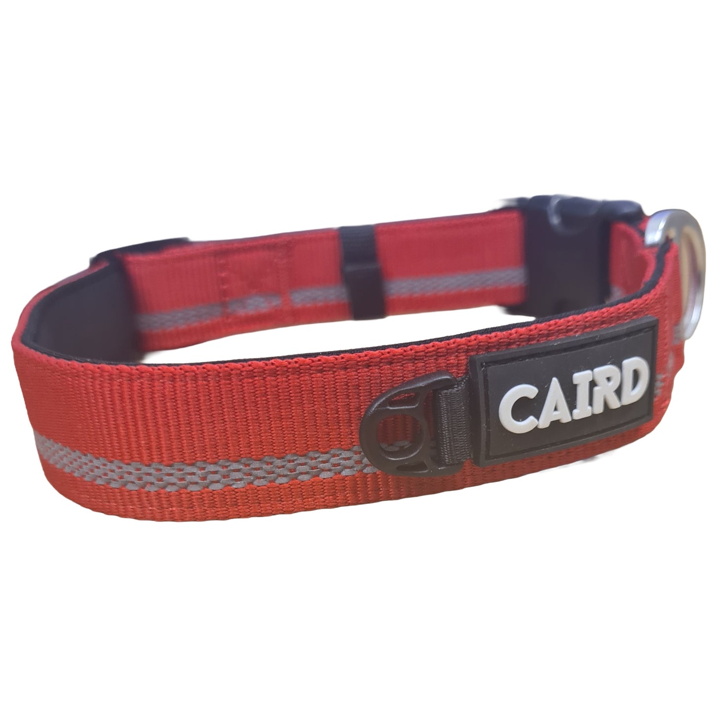 CAIRD Journey Light Adjustable Dog Collar Reflective Nylon Padded Neoprene (Red)