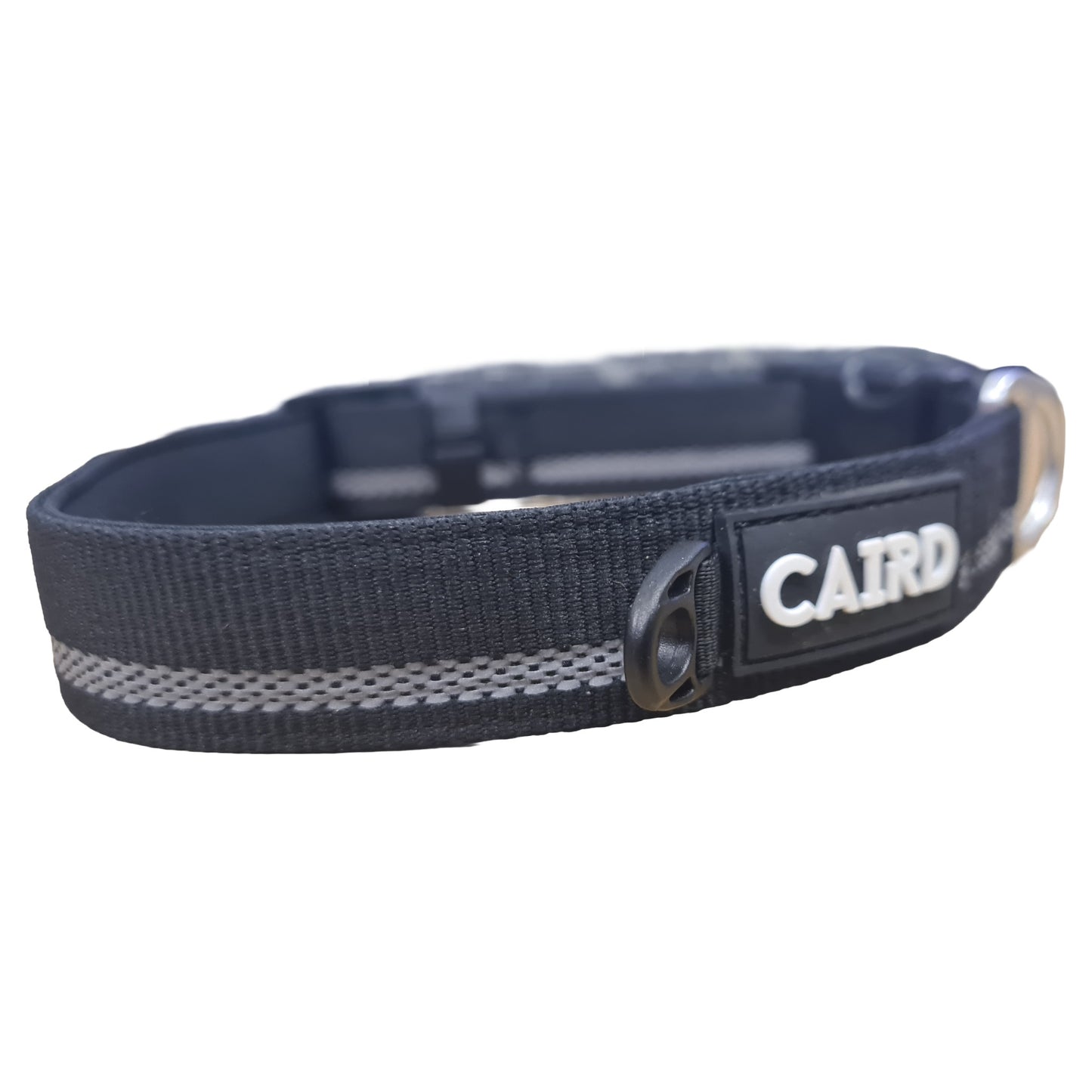 CAIRD Journey Light Adjustable Dog Collar Reflective Nylon Padded Neoprene (Black)