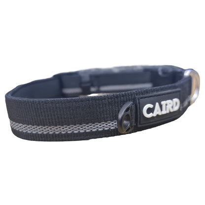 CAIRD Journey Light Adjustable Dog Collar Reflective Nylon Padded Neoprene (Black)
