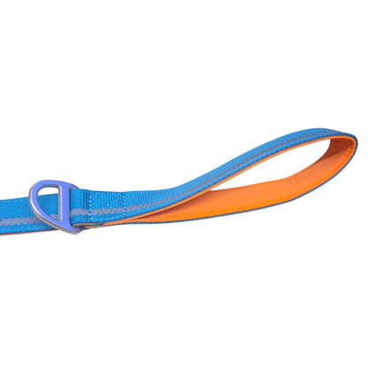 CAIRD Dog Lead 1m Reflective Neoprene Padded Handle Aluminium Connection Point (Blue & Orange)