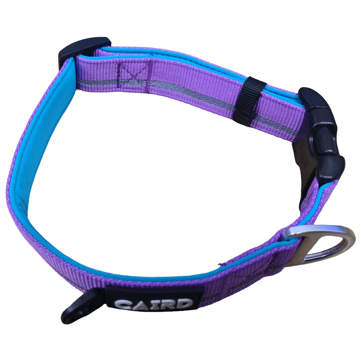 CAIRD Journey Light Adjustable Dog Collar Reflective Nylon Padded Neoprene (Purple)