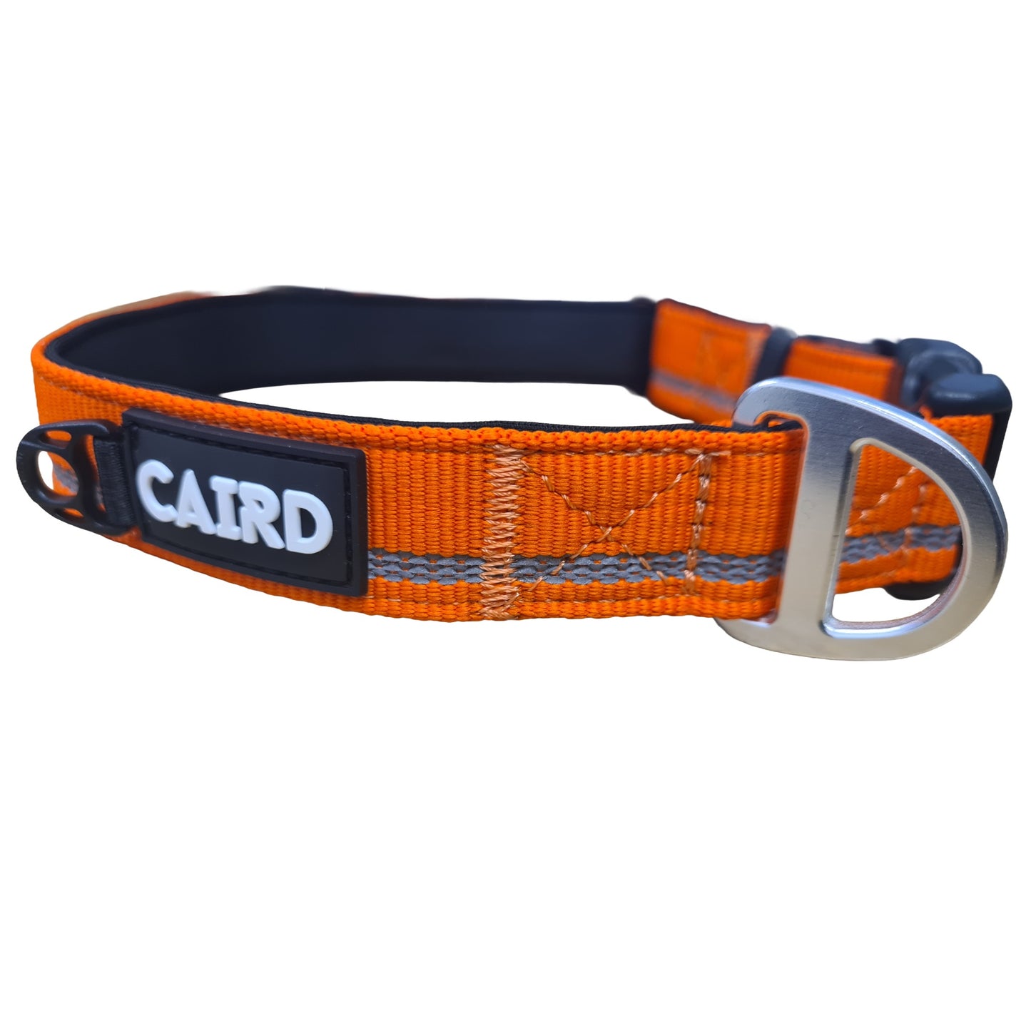 CAIRD Journey Light Adjustable Dog Collar Reflective Nylon Padded Neoprene (Orange)