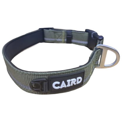 CAIRD Journey Light Adjustable Dog Collar Reflective Nylon Padded Neoprene (Khaki)