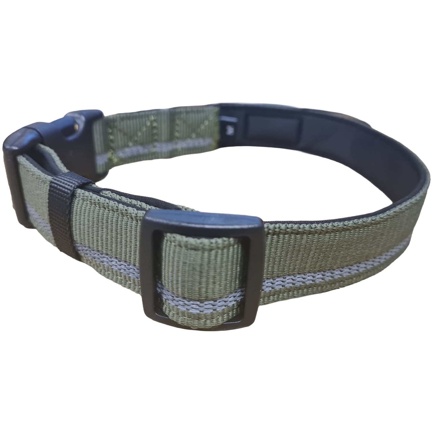 CAIRD Journey Light Adjustable Dog Collar Reflective Nylon Padded Neoprene (Khaki)