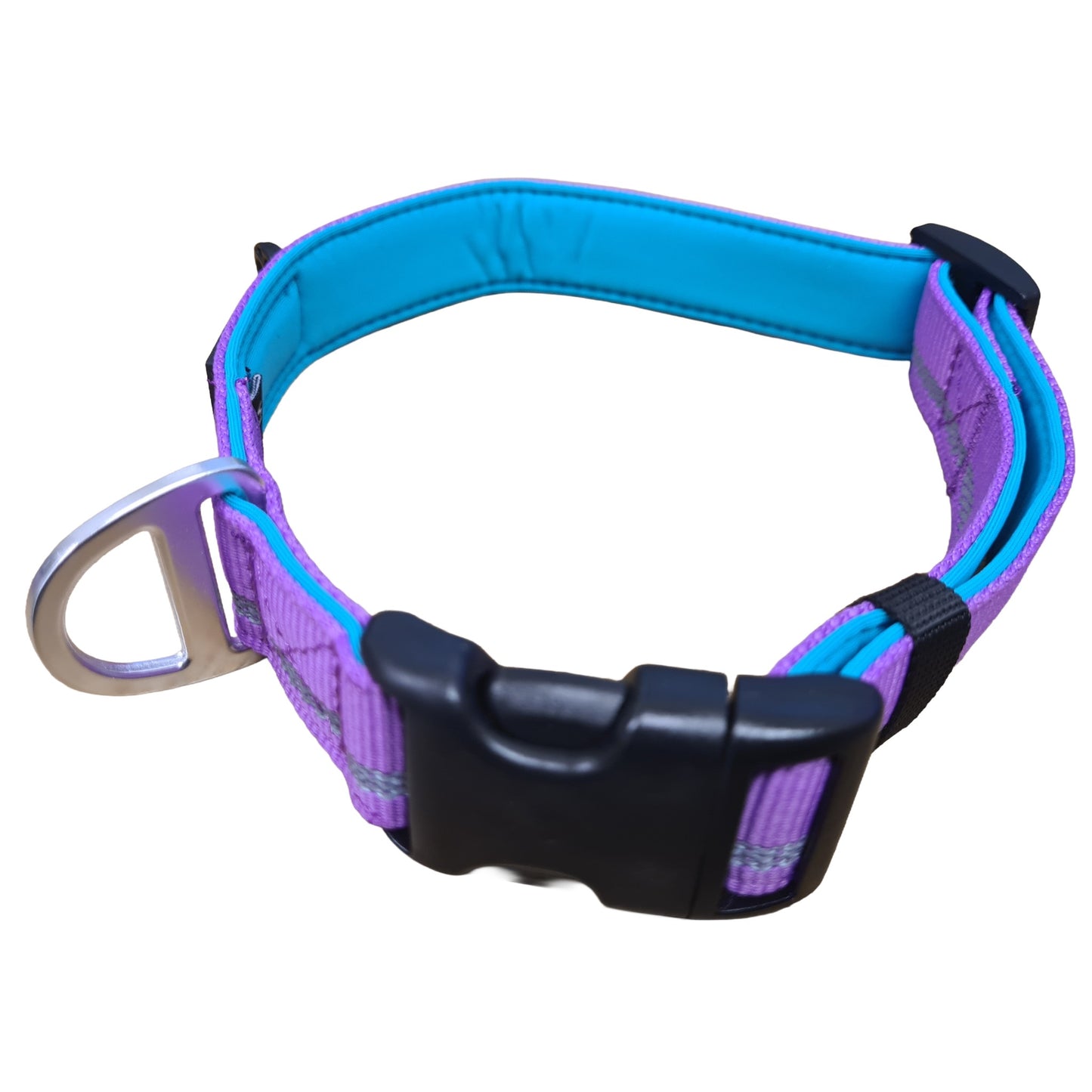 CAIRD Journey Light Adjustable Dog Collar Reflective Nylon Padded Neoprene (Purple)