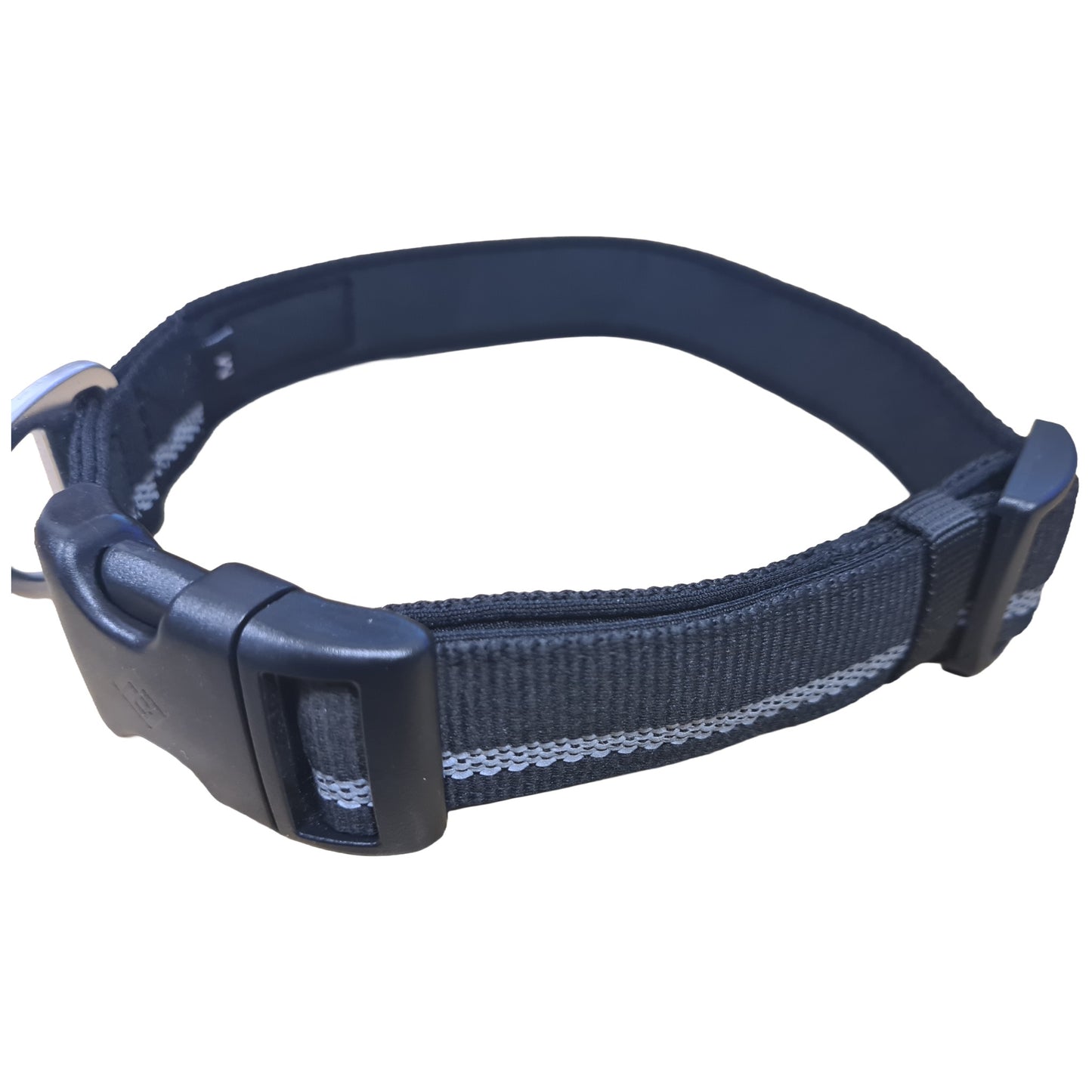 CAIRD Journey Light Adjustable Dog Collar Reflective Nylon Padded Neoprene (Black)