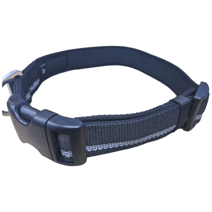 CAIRD Journey Light Adjustable Dog Collar Reflective Nylon Padded Neoprene (Black)