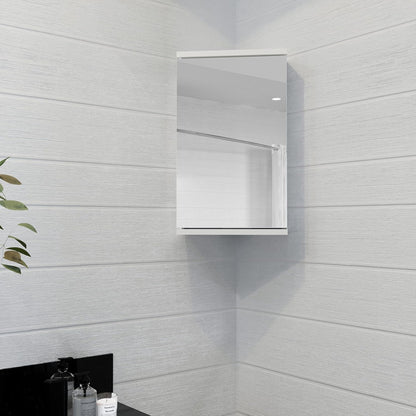Croydex Corner Bathroom Cabinet MDF Carcass Mirrored Door Magnetic Catch and Adjustable Shelf