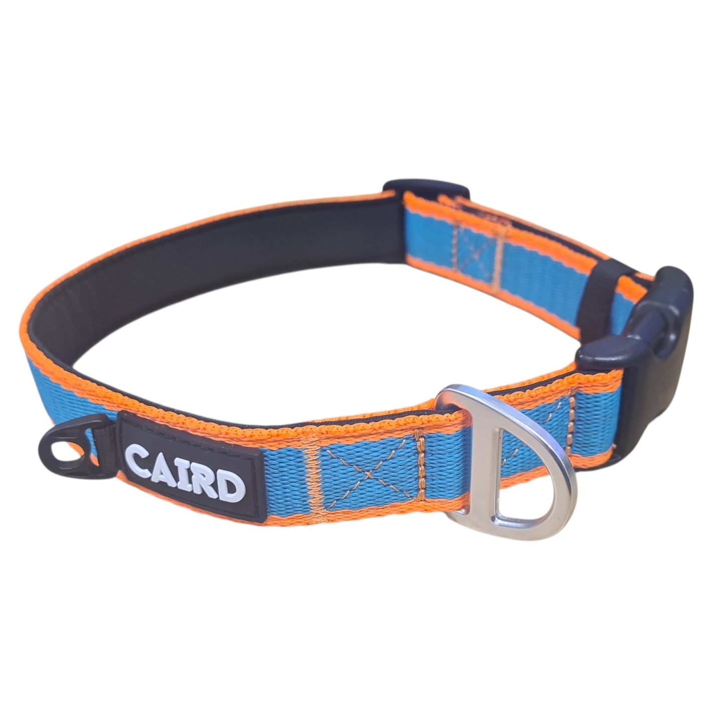 CAIRD Journey Light Dog Collar Nylon Padded Neoprene (Aqua & Orange)