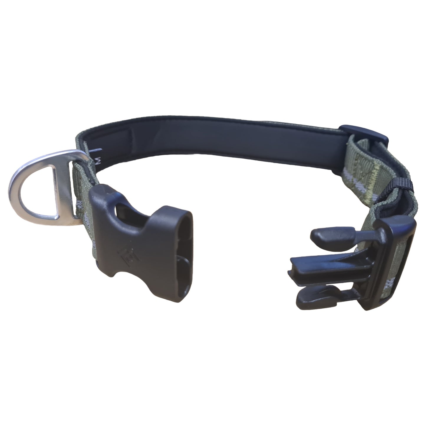 CAIRD Journey Light Adjustable Dog Collar Reflective Nylon Padded Neoprene (Khaki)