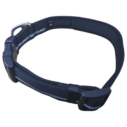 CAIRD Journey Light Adjustable Dog Collar Reflective Nylon Padded Neoprene (Black)
