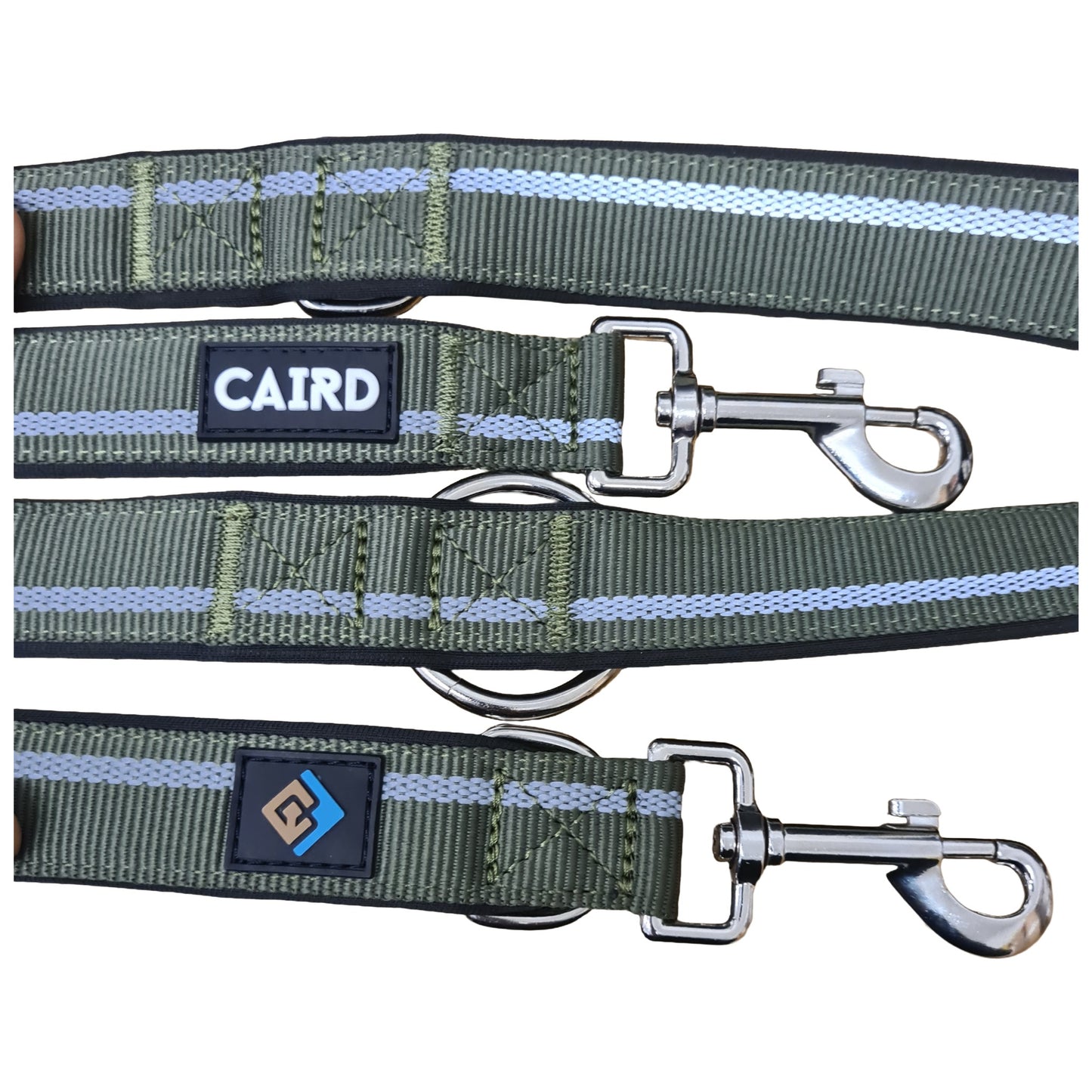 CAIRD Double Ended Dog Training Lead 2m Adjustable Multi-Point Control Reflective (Green)