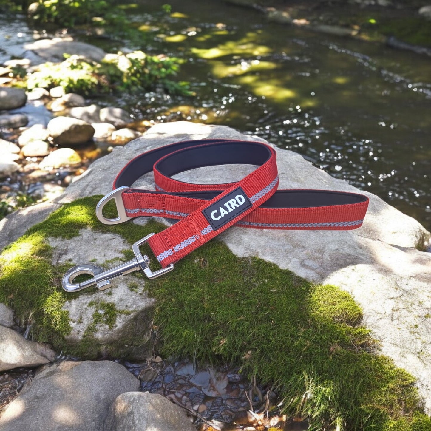 CAIRD Dog Lead 1m Reflective Neoprene Padded Handle Aluminium Connection Point (Red)