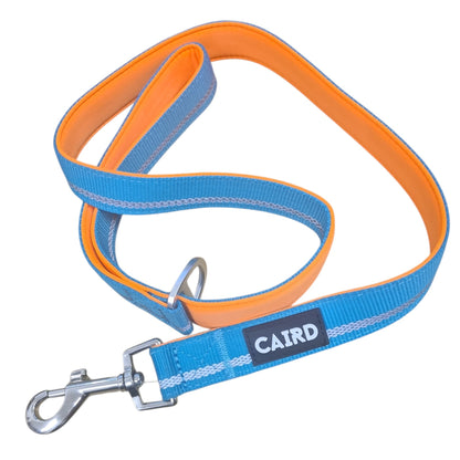 CAIRD Dog Lead 1m Reflective Neoprene Padded Handle Aluminium Connection Point (Blue & Orange)