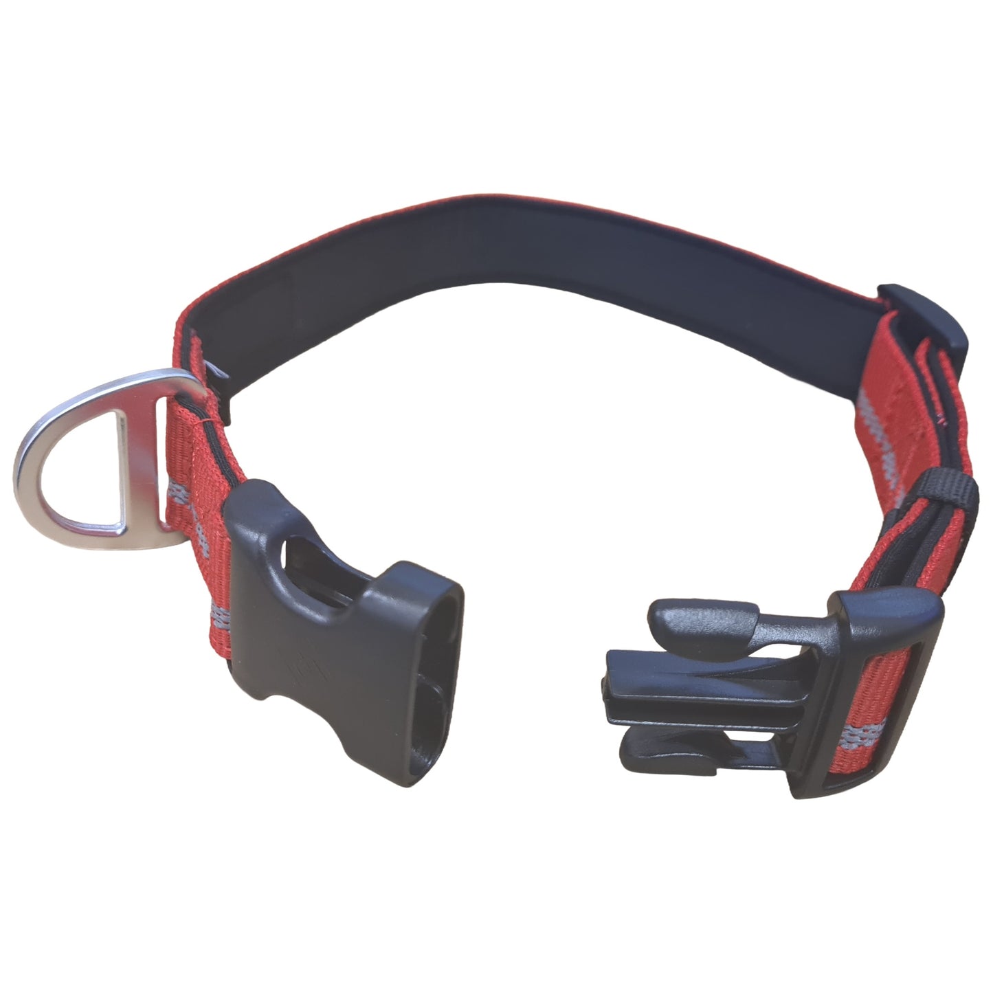 CAIRD Journey Light Adjustable Dog Collar Reflective Nylon Padded Neoprene (Red)