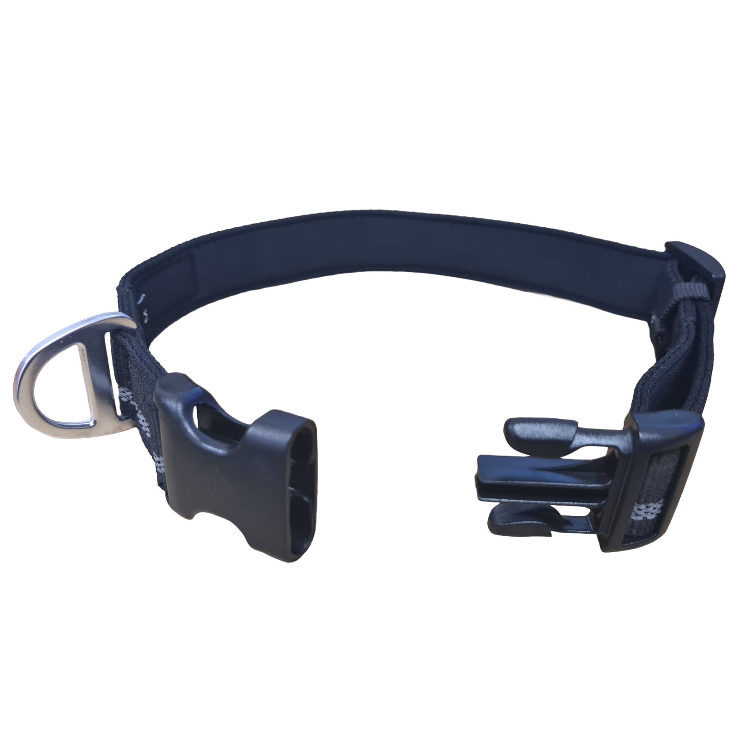 CAIRD Journey Light Adjustable Dog Collar Reflective Nylon Padded Neoprene (Black)