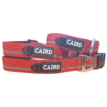 CAIRD Journey Light Adjustable Dog Collar Reflective Nylon Padded Neoprene (Red)
