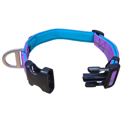 CAIRD Journey Light Adjustable Dog Collar Reflective Nylon Padded Neoprene (Purple)
