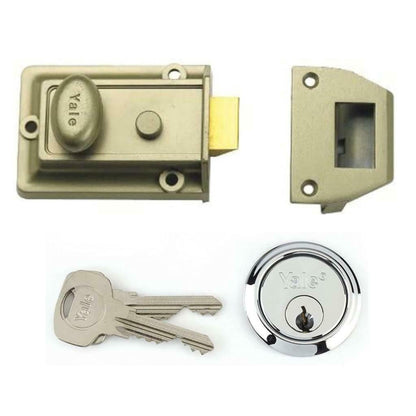 Yale 60mm Deadlocking Nightlatch x2 Keys Nickel Bronze Finish B-77-ENB-SC-60