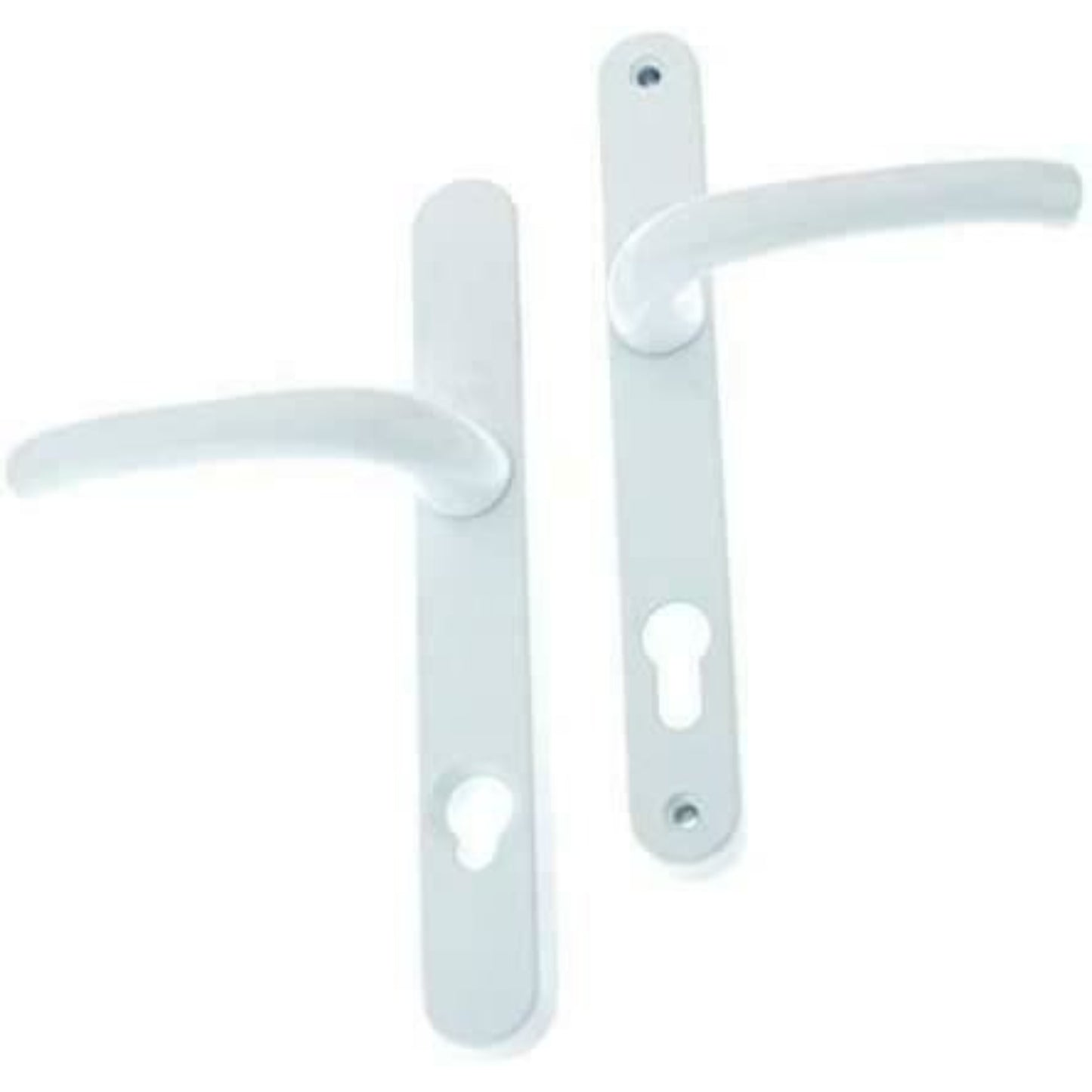 Yale Security Door Handle White 92mm Centre 215mm Fixing Holes Cylinder Guard