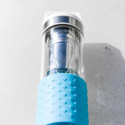 SIGG Hot & Cold Infuser Thermal Water Bottle 0.4 L Glass Bottle Silicone Shell