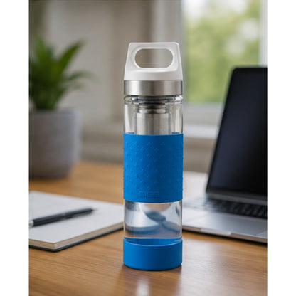 SIGG Hot & Cold Infuser Thermal Water Bottle 0.4 L Glass Bottle Silicone Shell