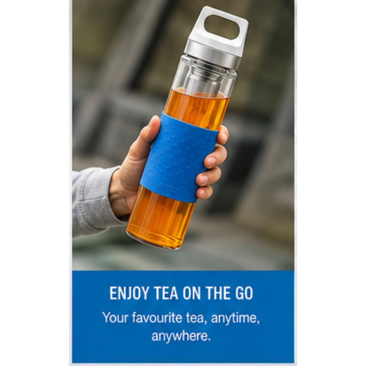 SIGG Hot & Cold Infuser Thermal Water Bottle 0.4 L Glass Bottle Silicone Shell