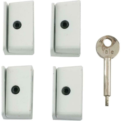 Yale P-8K109 Window Stop Suitable for Hinged Casement Windows White Pack of 4