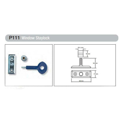 Yale P-6P111-SC Window Surface-fixed Stay Locks Satin Chrome Finish Pack of 6