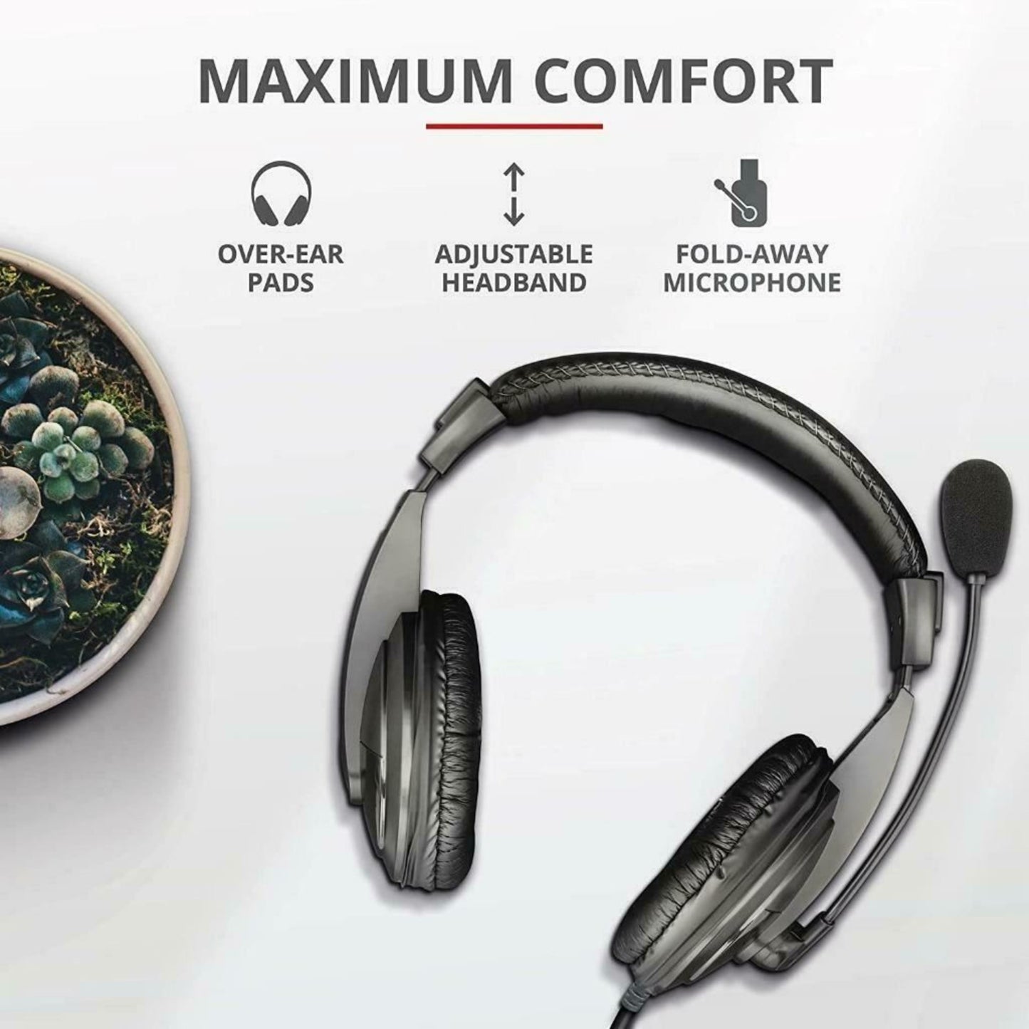 Trust Quasar PC Headset with Microphone and Stereo Sound for Computer and Laptop