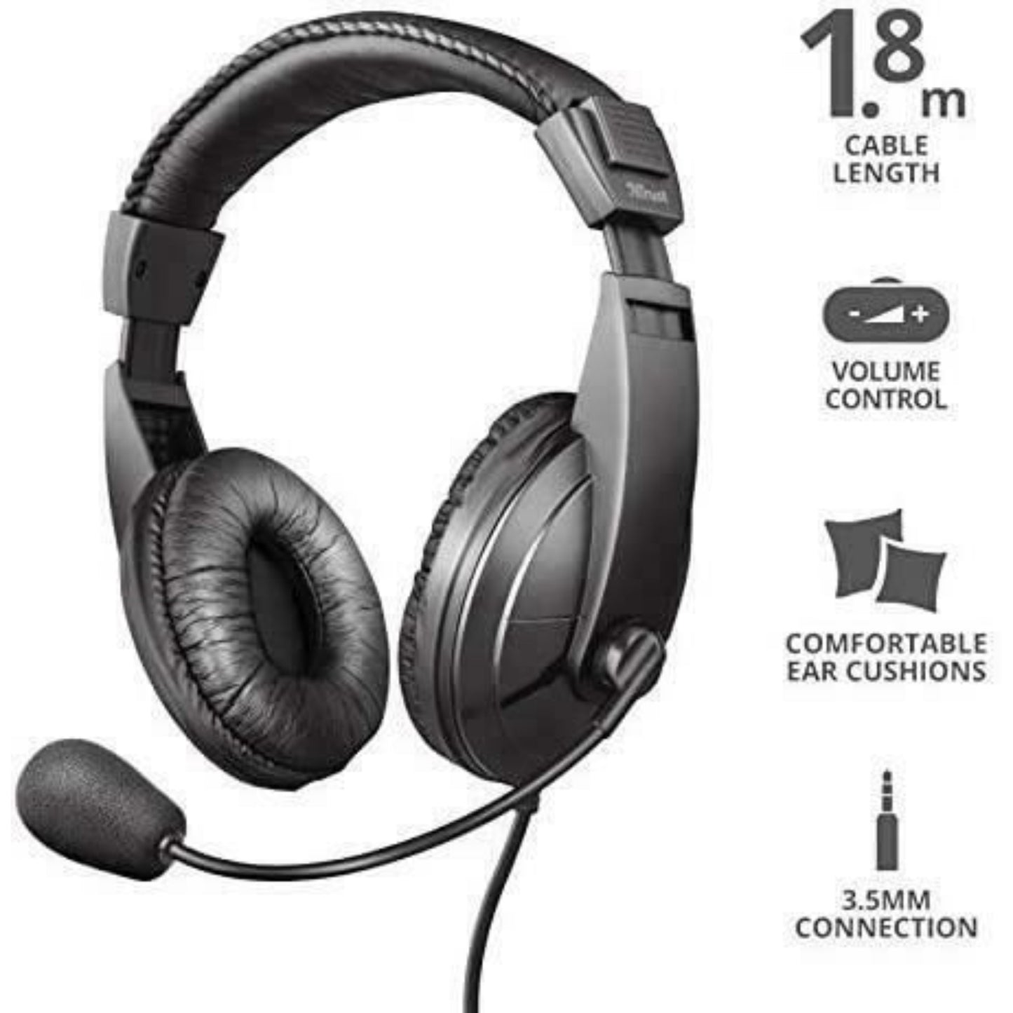 Trust Quasar PC Headset with Microphone and Stereo Sound for Computer and Laptop