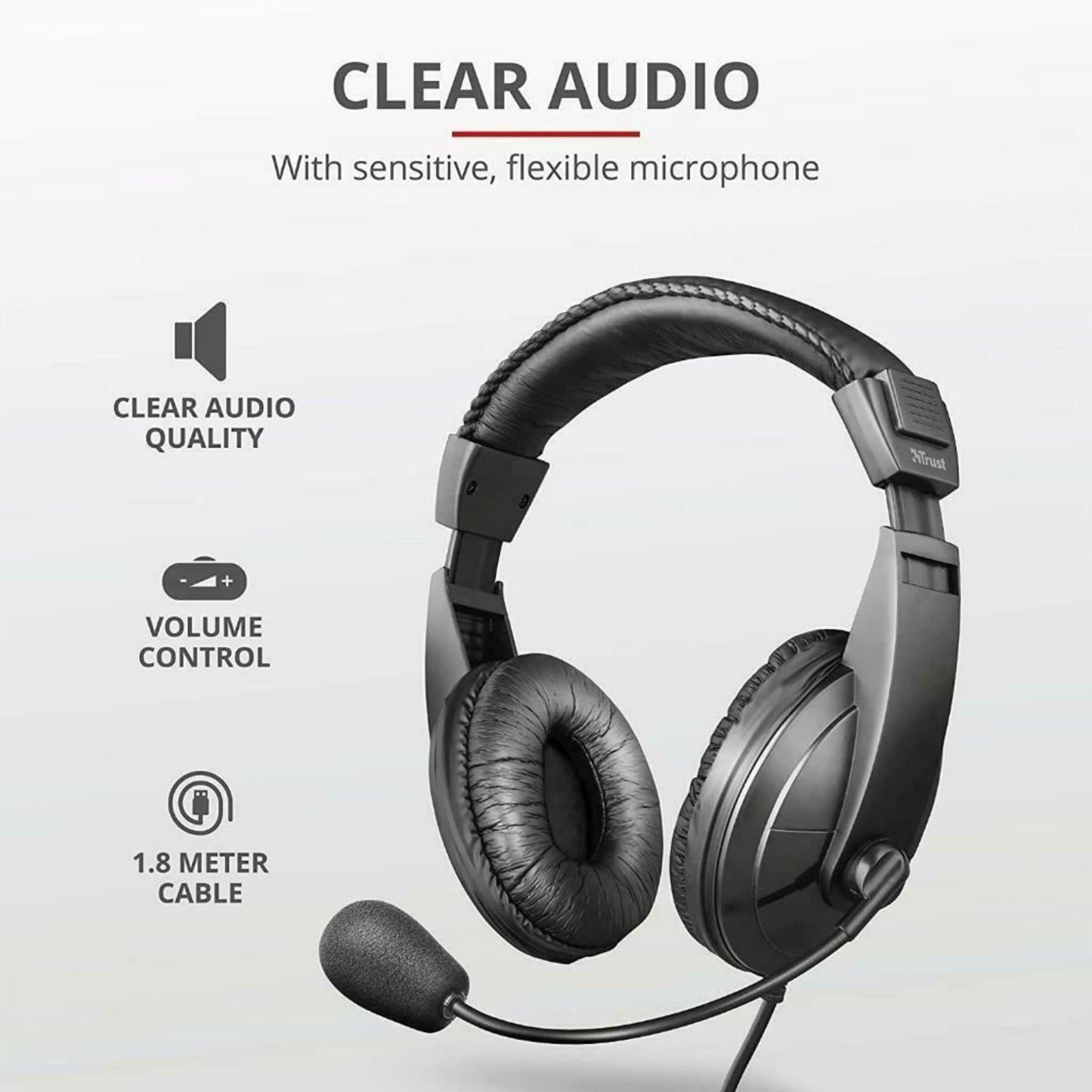 Trust Quasar PC Headset with Microphone and Stereo Sound for Computer and Laptop