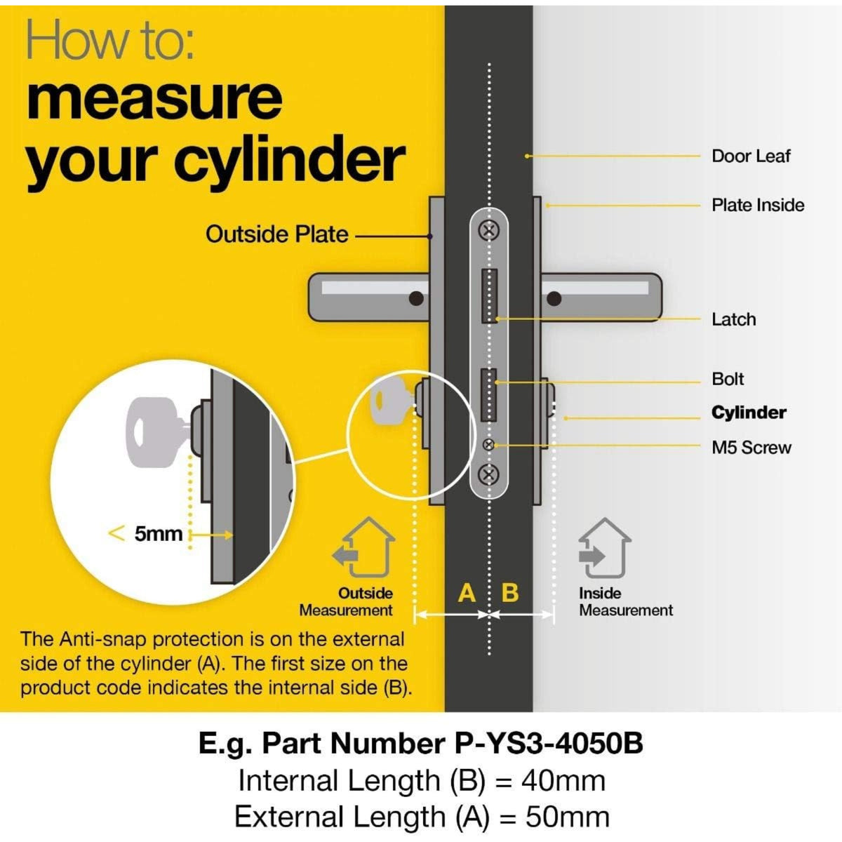 Yale Euro Double Cylinder Standard Security 40:45 85mm Brass YES-ED-4045PB