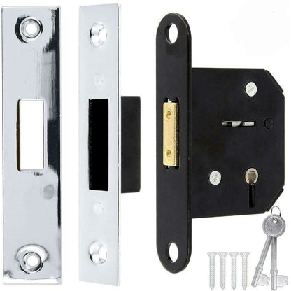 Yale Essentials 5 Lever Mortice Deadlock 2.5 Inch 64 mm Backset Chrome Finish