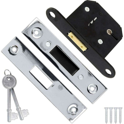 Yale Essentials 5 Lever Mortice Deadlock 2.5 Inch 64 mm Backset Chrome Finish