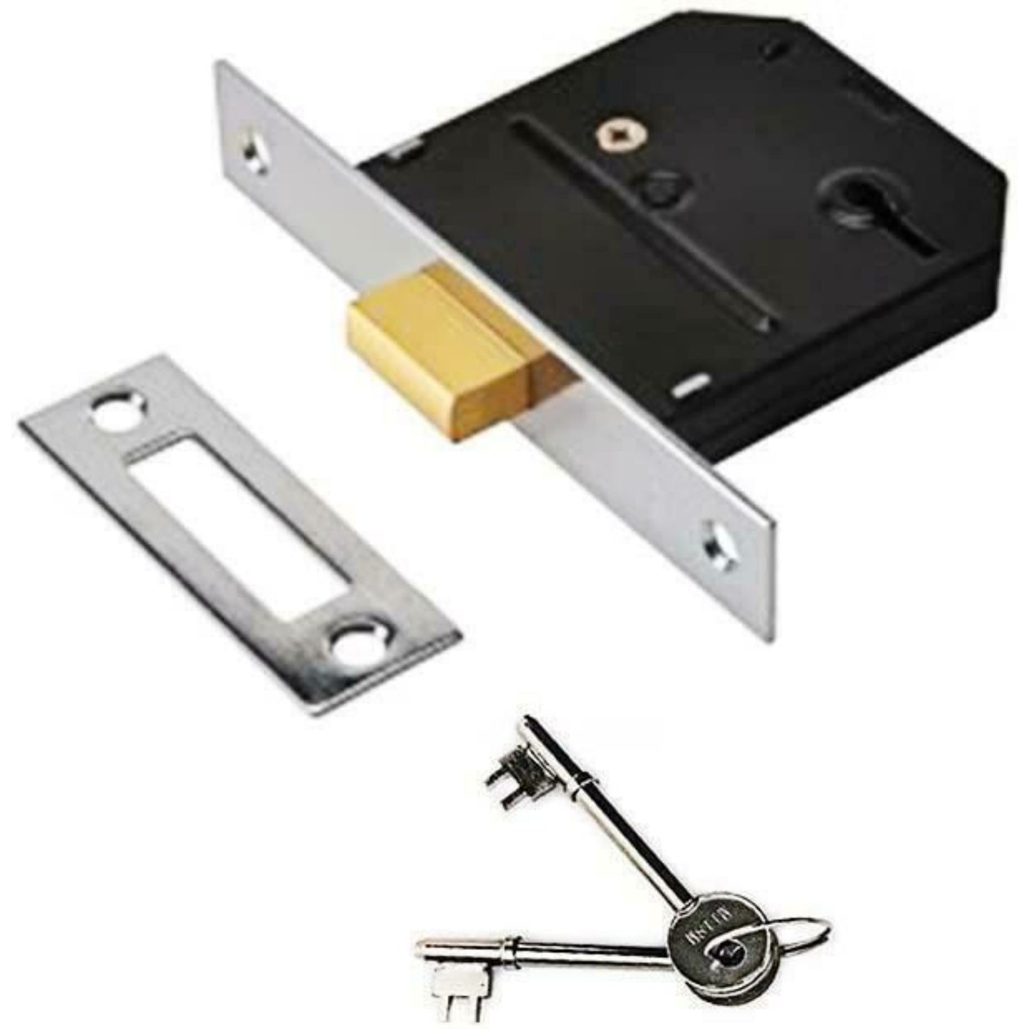 Yale Essentials 5 Lever Mortice Deadlock 2.5 Inch 64 mm Backset Chrome Finish