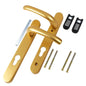 Yale Short Backplate Handles 92mm Centre 122mm Fixing Holes Distance Satin Gold