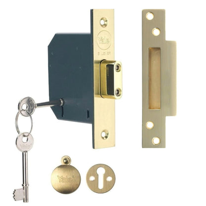 Yale 5 Lever Mortice Deadlock High Security Polished Brass 3 Inch 76 mm