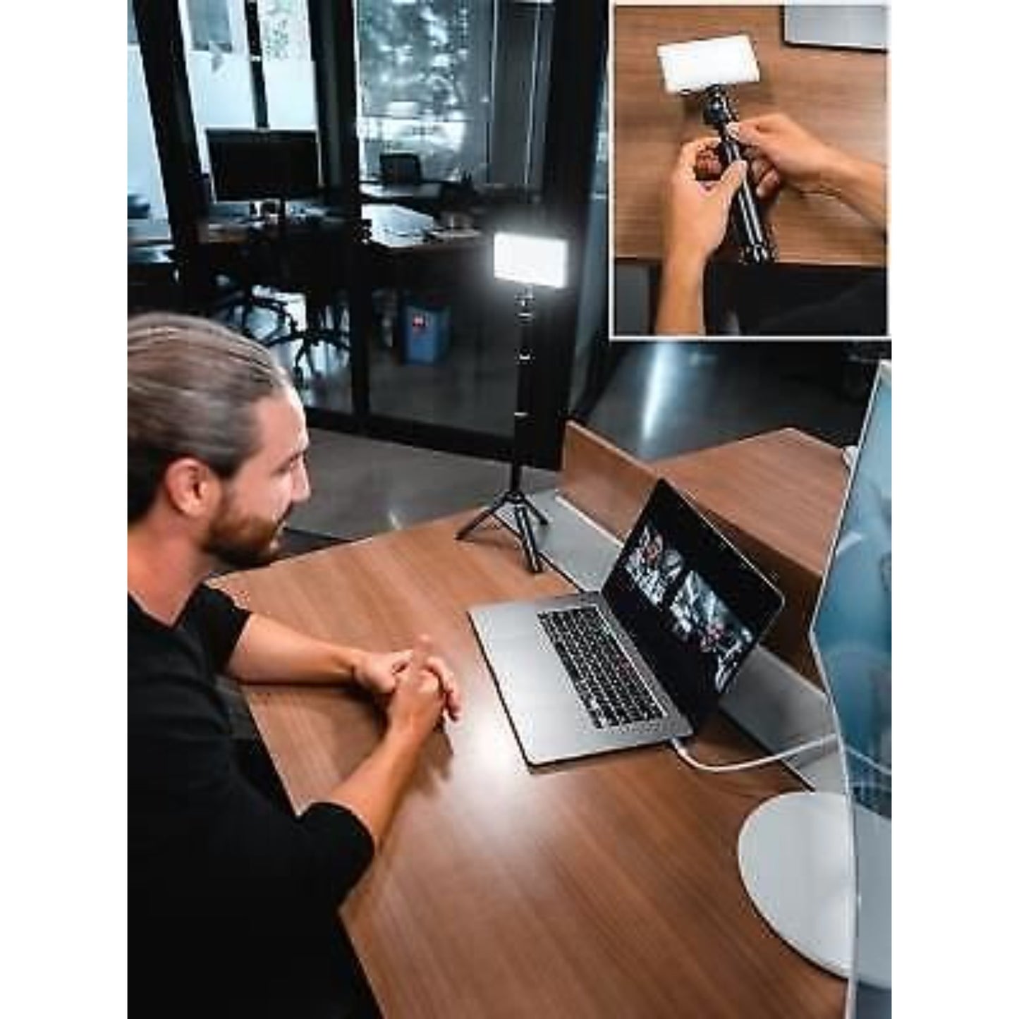 Lume Cube Lighting Kit Diffuser Tripod Computer Mount Adjustable Brightness