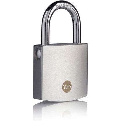 Yale Brass Padlock with Chrome Finish 50 mm Outdoor Lock 3 Keys High Security