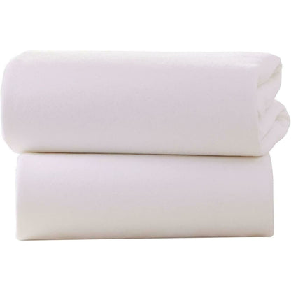 Clair de Lune Crib Pram Cot Cotton Jersey Flat Sheets 70 x 90cm Pack of 2 White