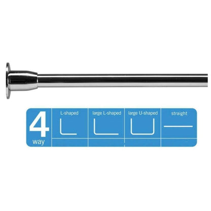 Croydex Fineline Shower Rail L & U-Shaped & Straight Ceiling Support Chrome