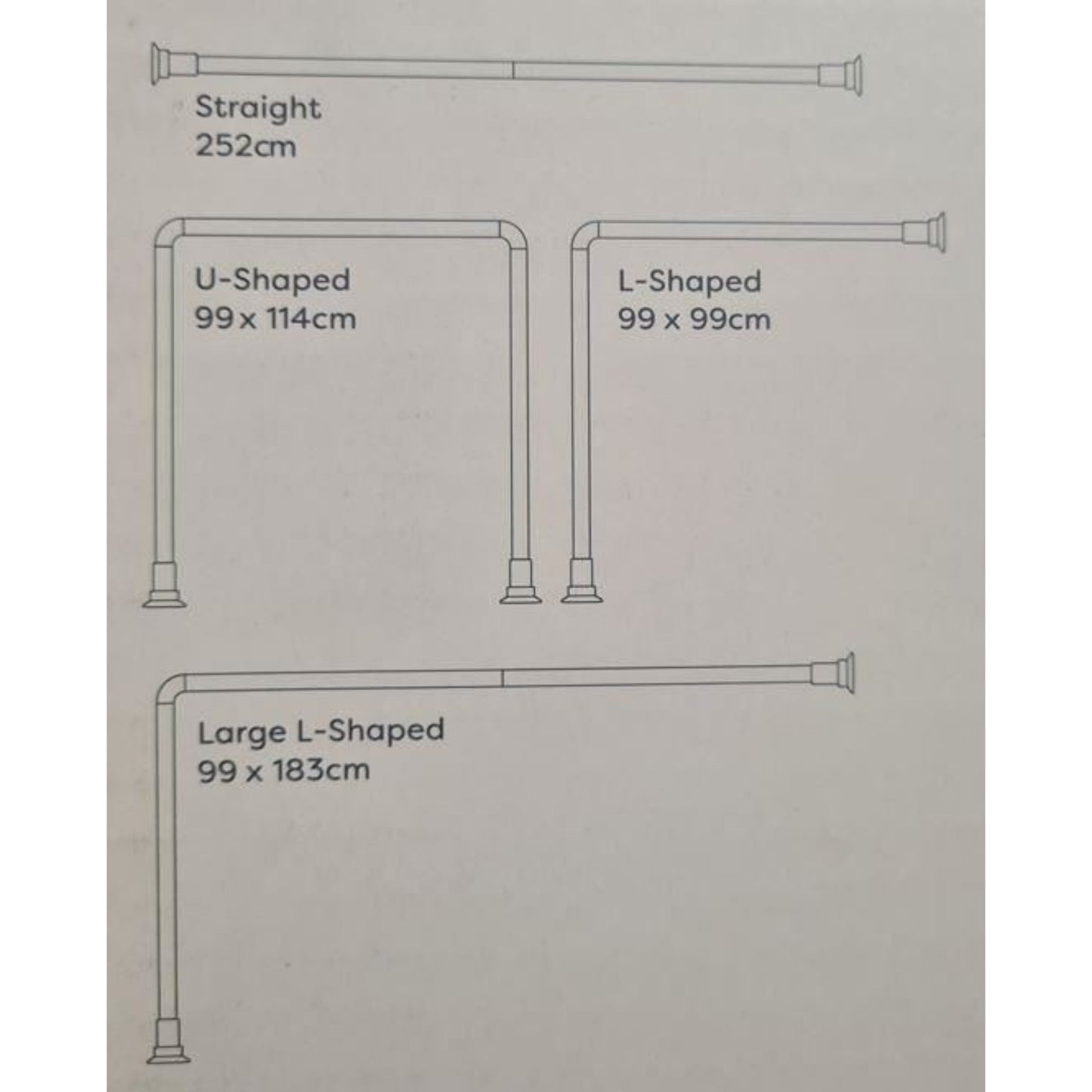 Croydex Fineline Shower Rail L & U-Shaped & Straight Ceiling Support Chrome