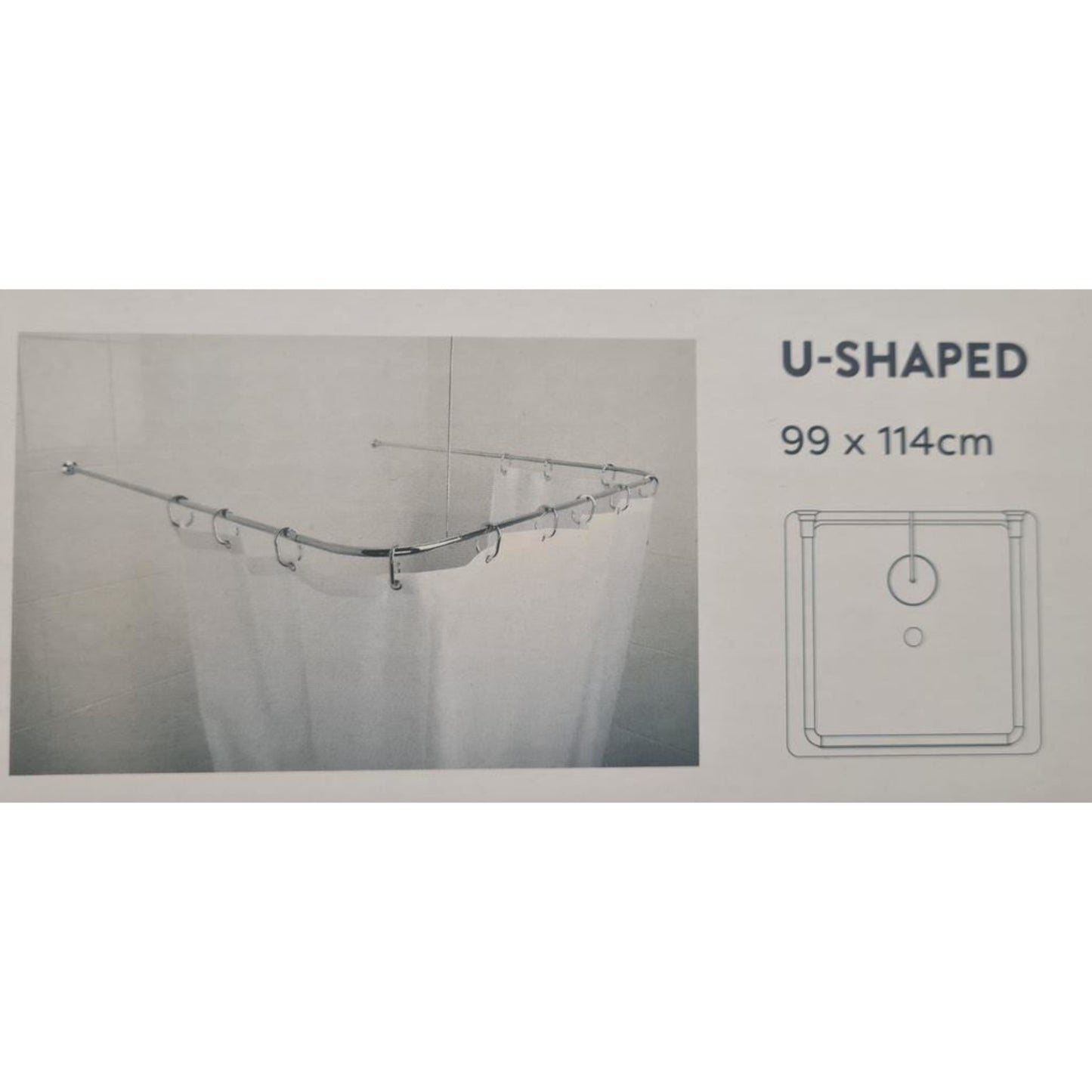 Croydex Fineline Shower Rail L & U-Shaped & Straight Ceiling Support Chrome