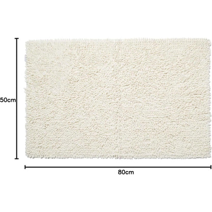 Croydex Cream Chenille Cushioned Bathroom Rug Slip-Resistant Backing 80x50cm
