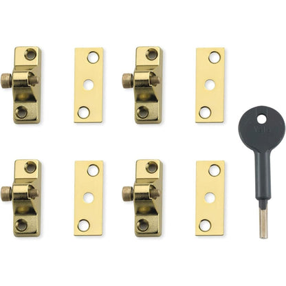 Yale Window Locks 4 Pack Key Operated Lock Brass Finish Standard Security 8K118