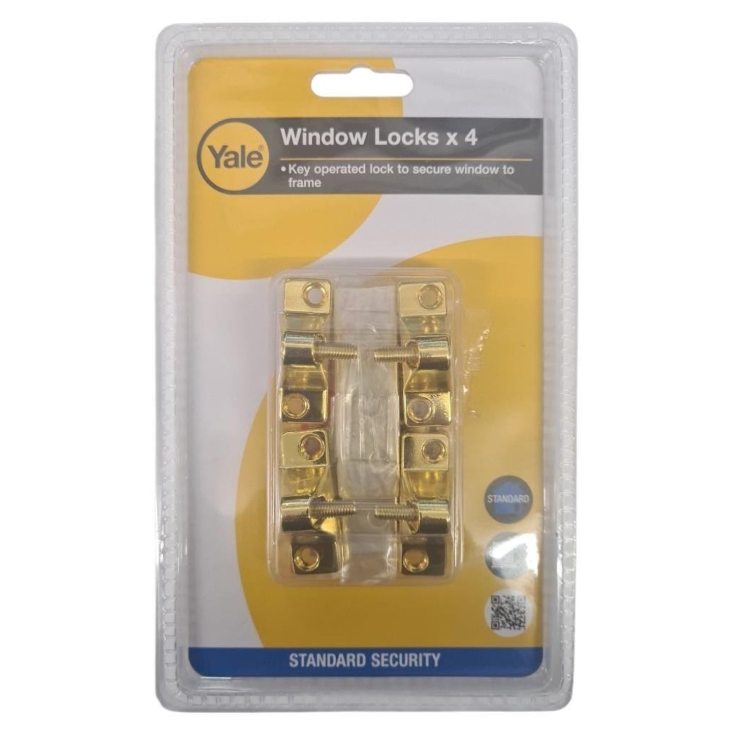 Yale Window Locks 4 Pack Key Operated Lock Brass Finish Standard Security 8K118