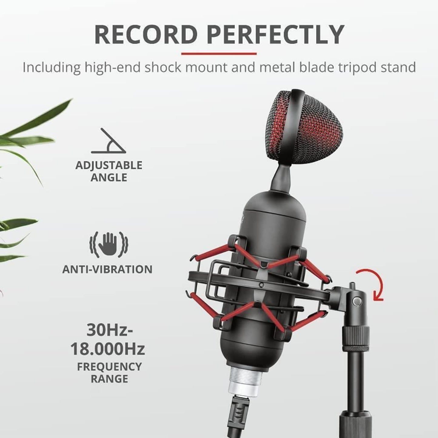 Trust GXT Buzz USB Streaming Microphone Background Noise Reduction Tripod Stand