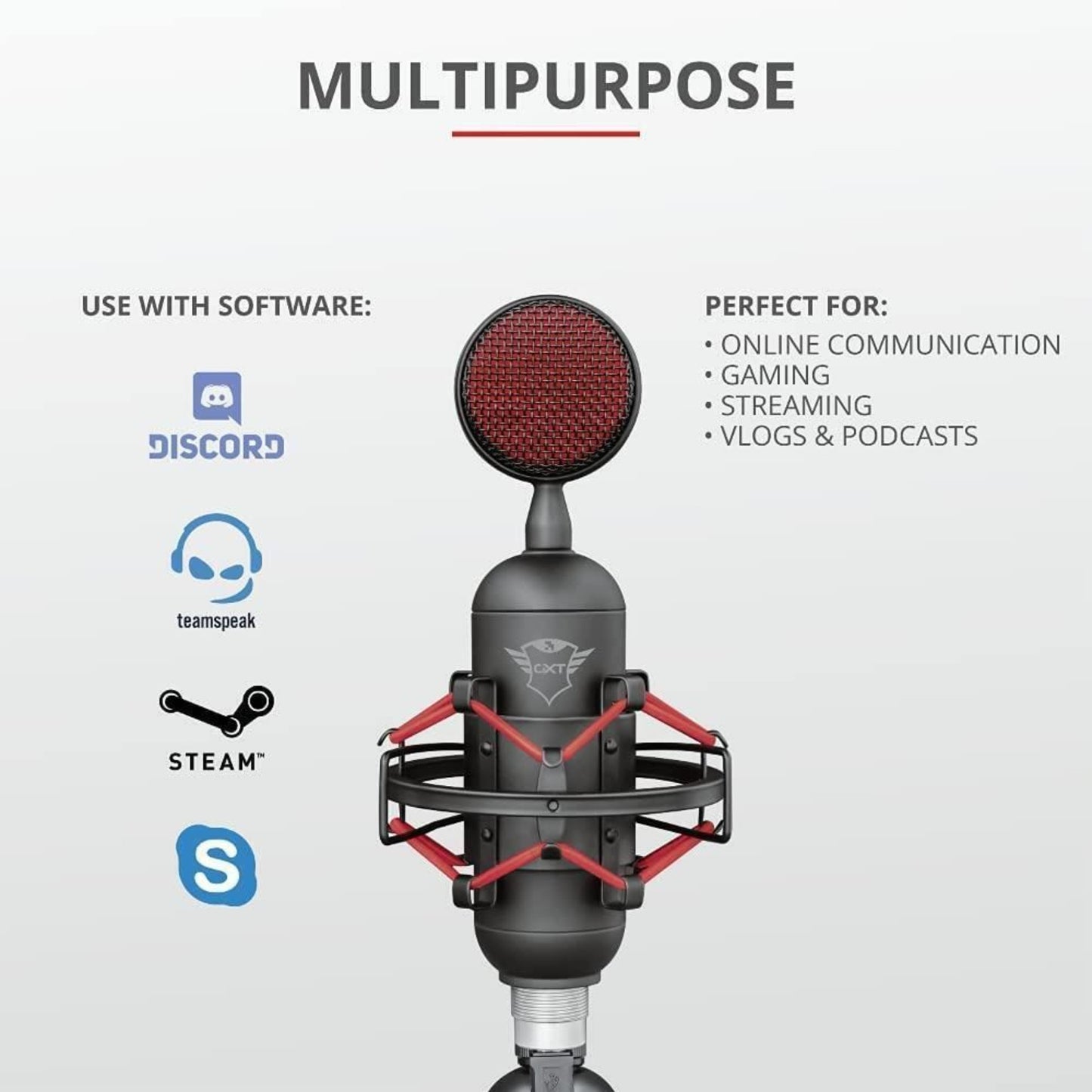 Trust GXT Buzz USB Streaming Microphone Background Noise Reduction Tripod Stand